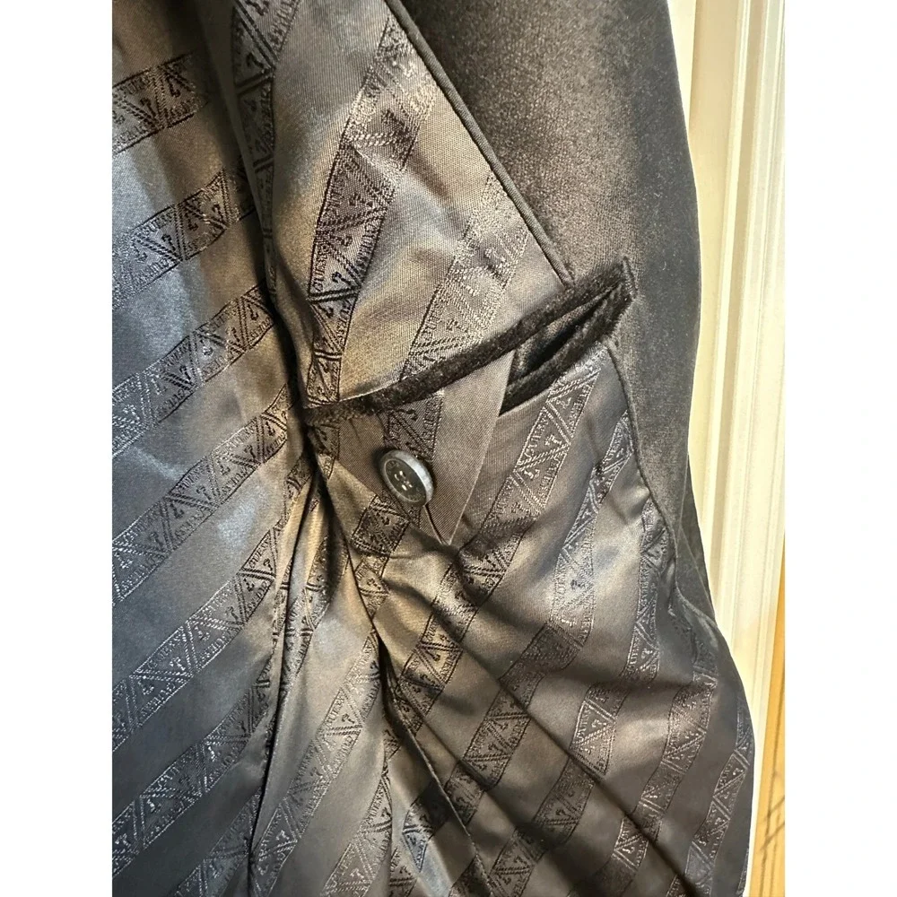 Guess Los Angeles‎ Mens Black Velvet Single Button Blazer Dark Academia Luxury M